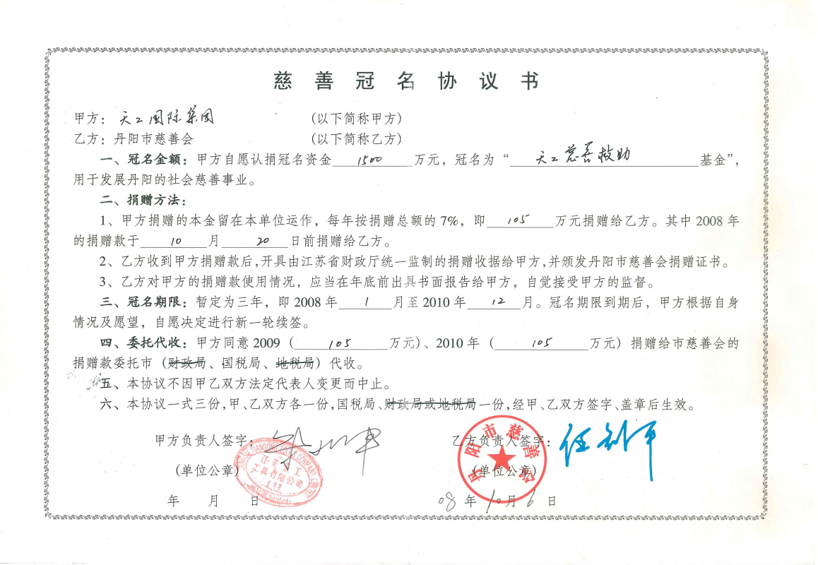 2008年市级PG国际慈善冠名协议